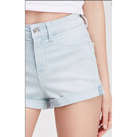 Light Wash High Waisted Jean Shorts - Picture 4 of 8